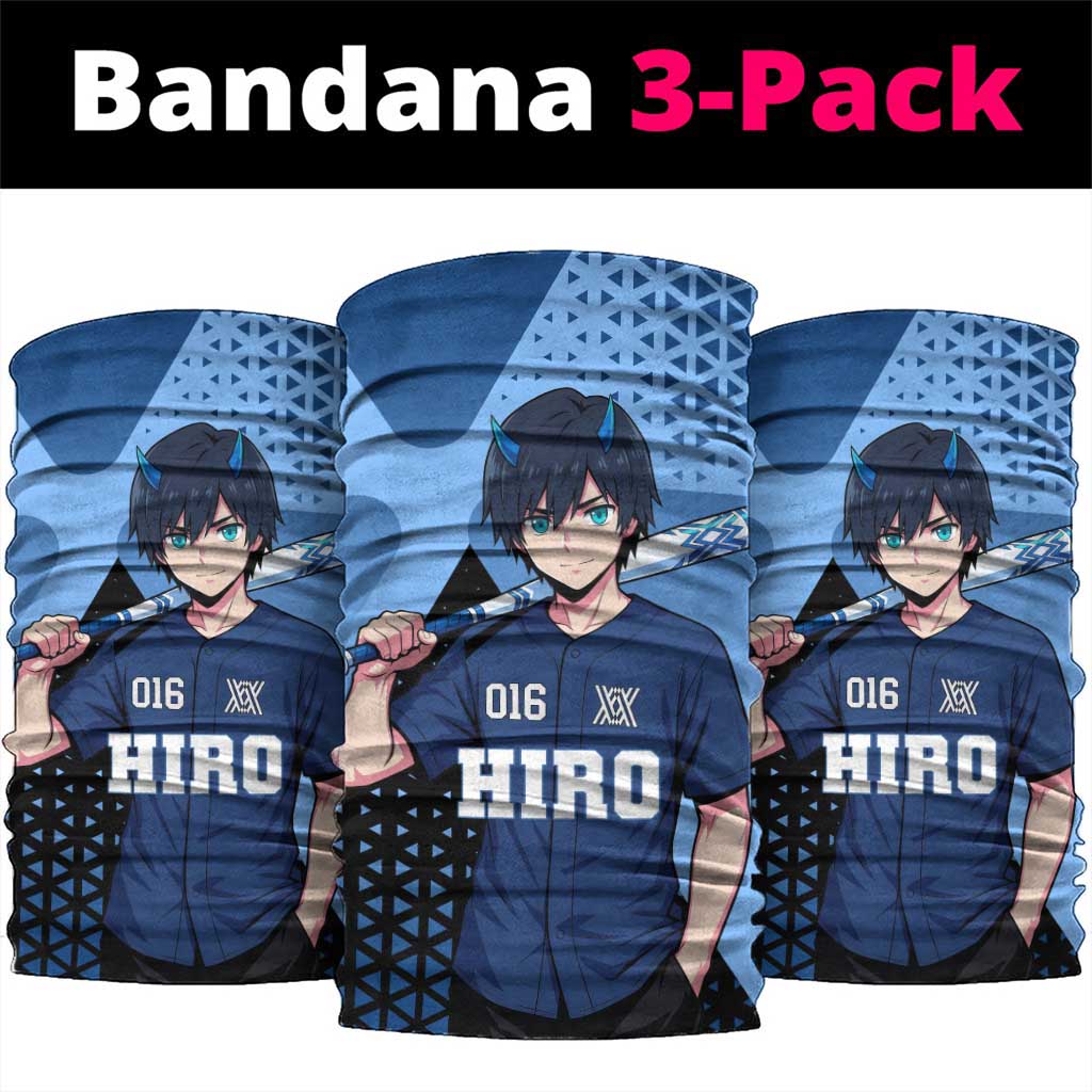 Hiro Neck Gaiter Geometric Blue Baseball Anime Style