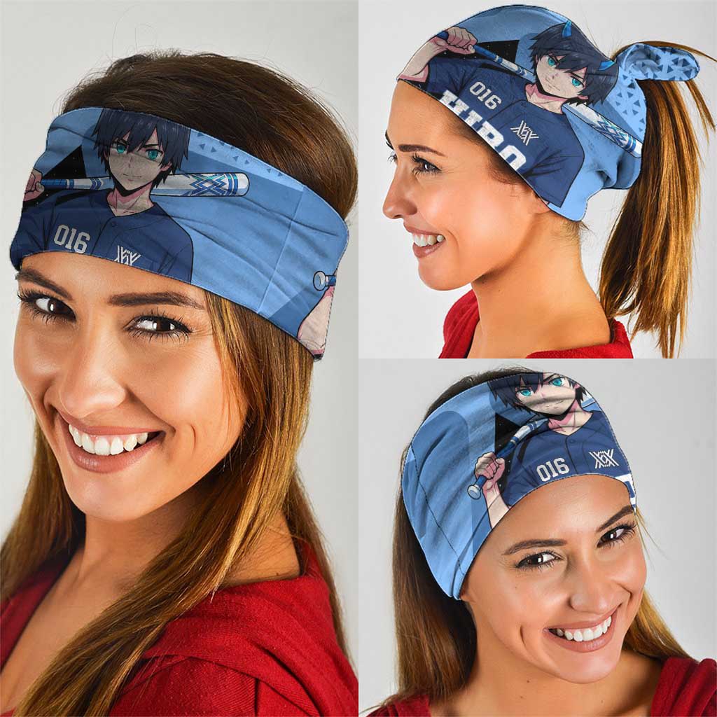 Hiro Neck Gaiter Geometric Blue Baseball Anime Style