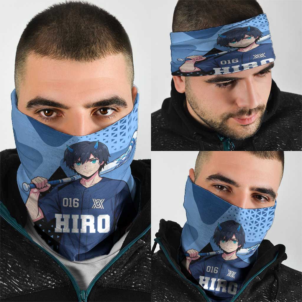 Hiro Neck Gaiter Geometric Blue Baseball Anime Style
