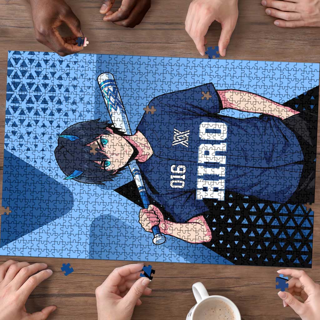 Hiro Puzzle Geometric Blue Baseball Anime Style