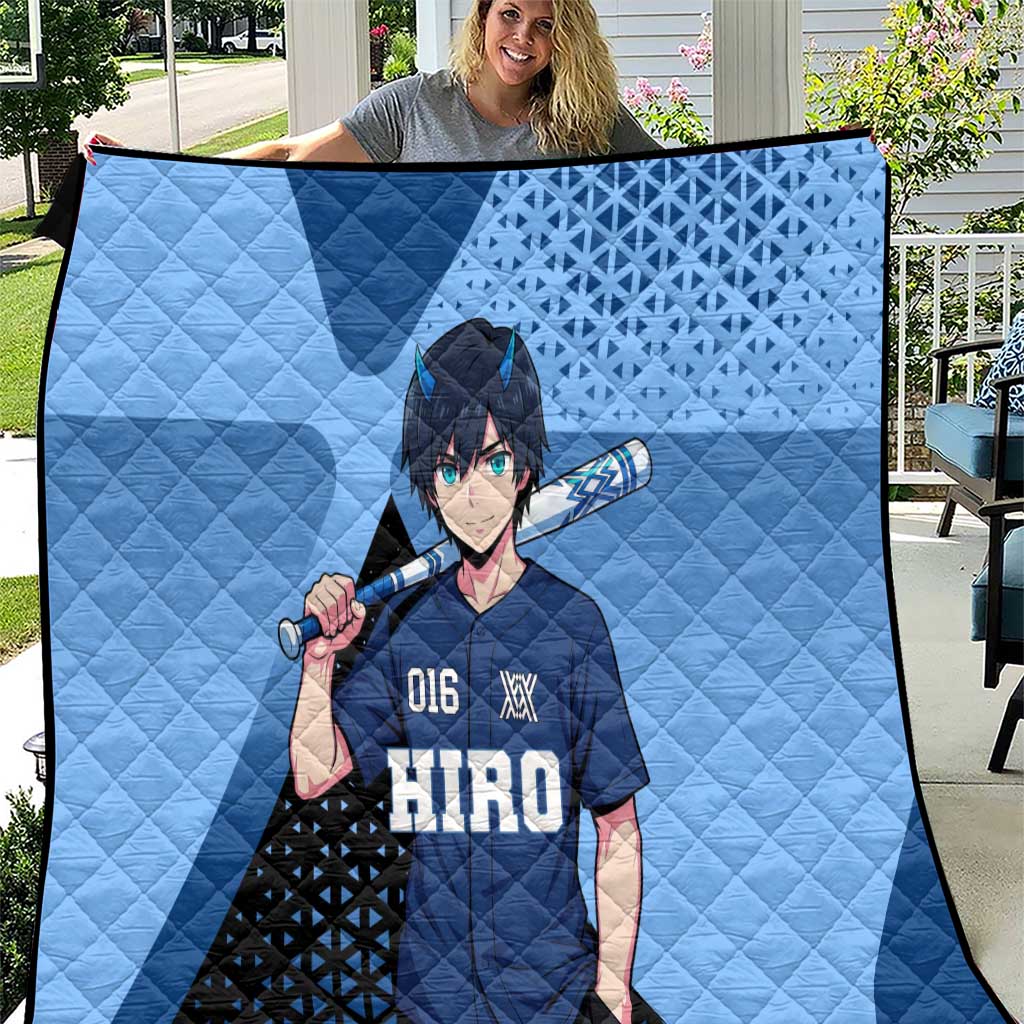 Hiro Quilt Geometric Blue Baseball Anime Style