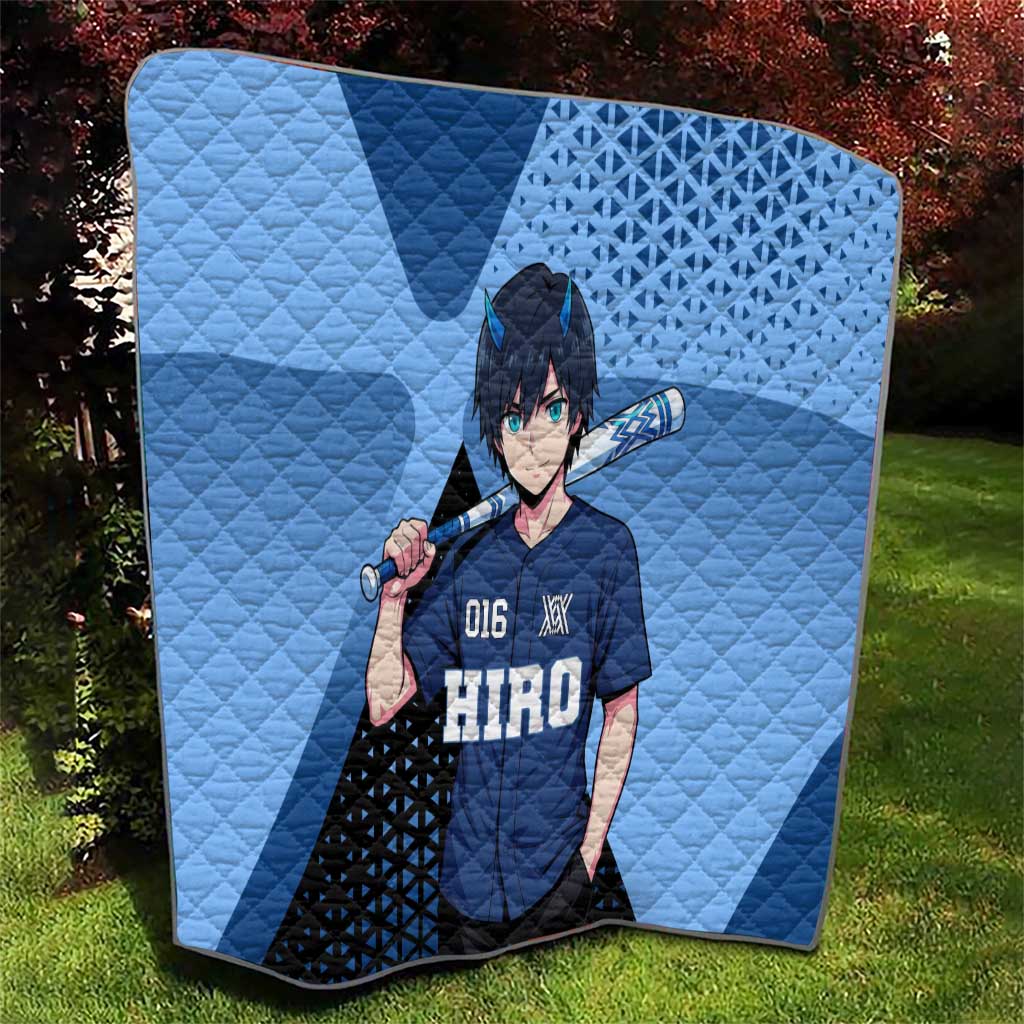 Hiro Quilt Geometric Blue Baseball Anime Style