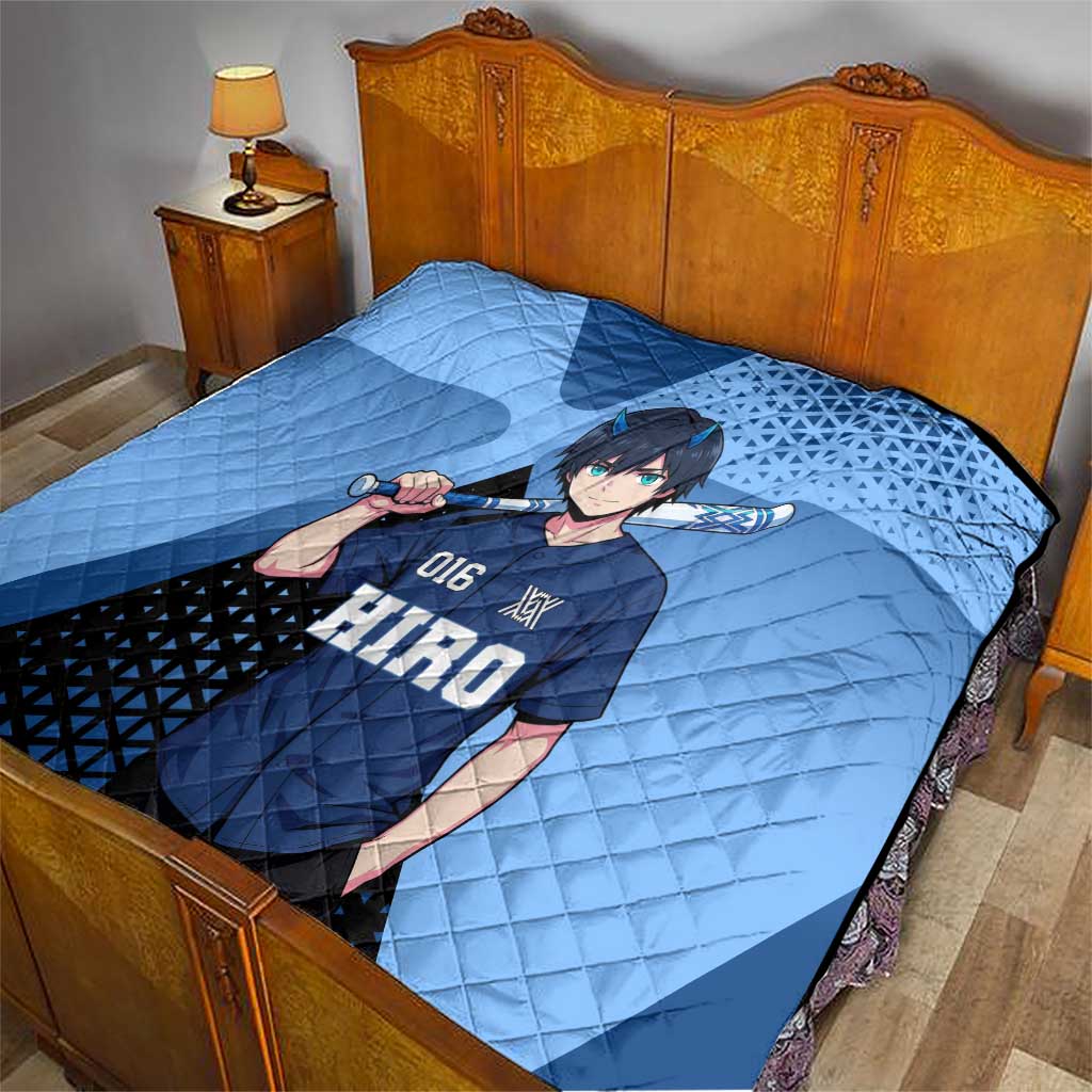 Hiro Quilt Geometric Blue Baseball Anime Style