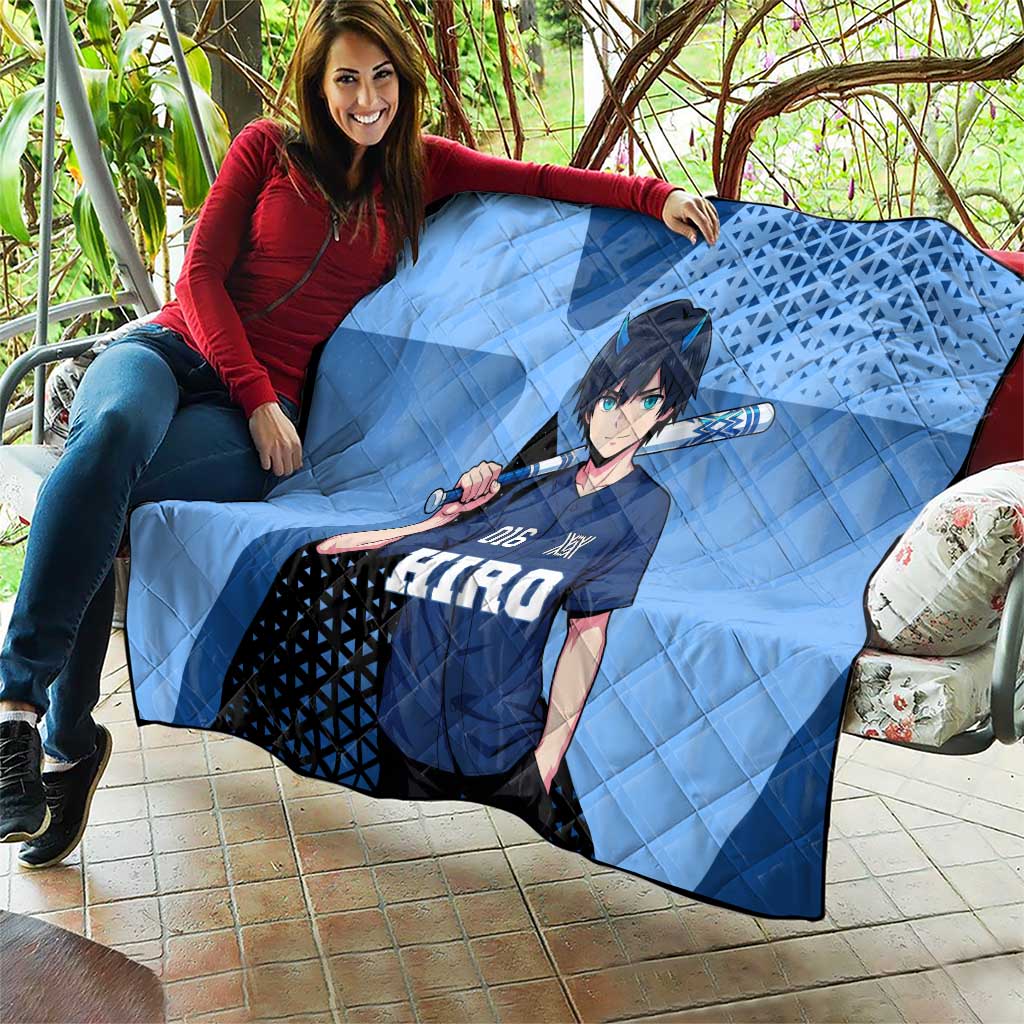 Hiro Quilt Geometric Blue Baseball Anime Style