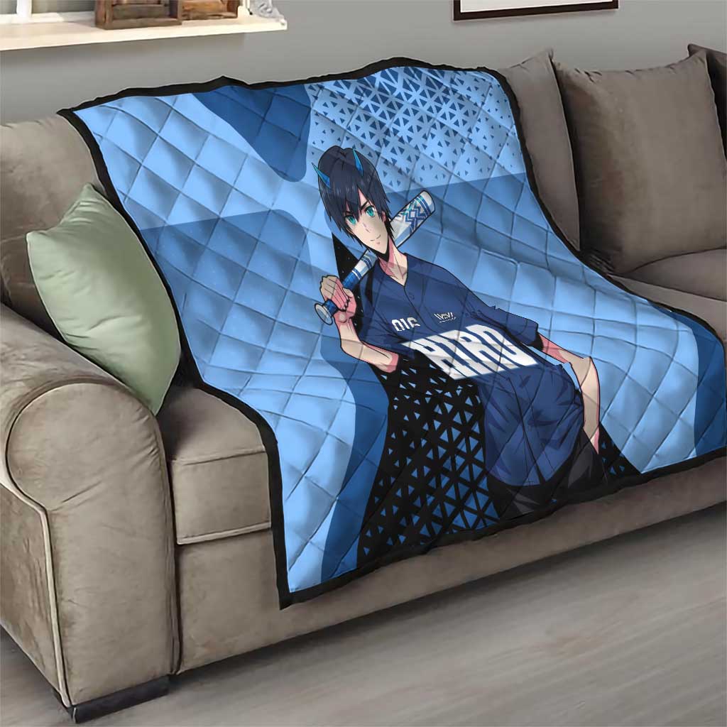 Hiro Quilt Geometric Blue Baseball Anime Style