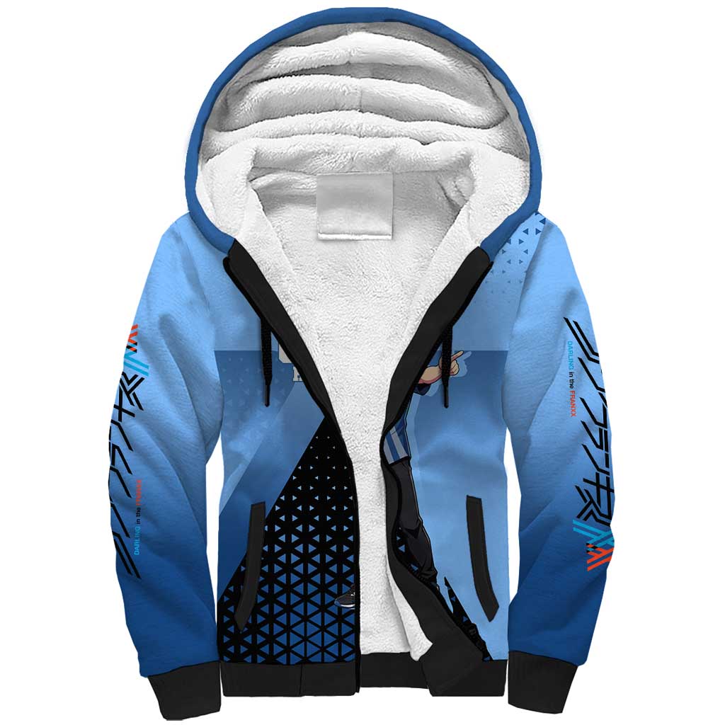 Hiro Sherpa Hoodie Geometric Blue Baseball Anime Style