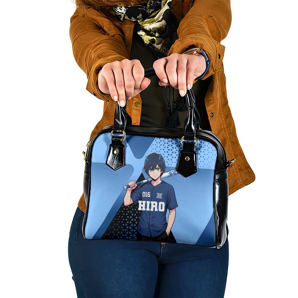 Hiro Shoulder Handbag Geometric Blue Baseball Anime Style
