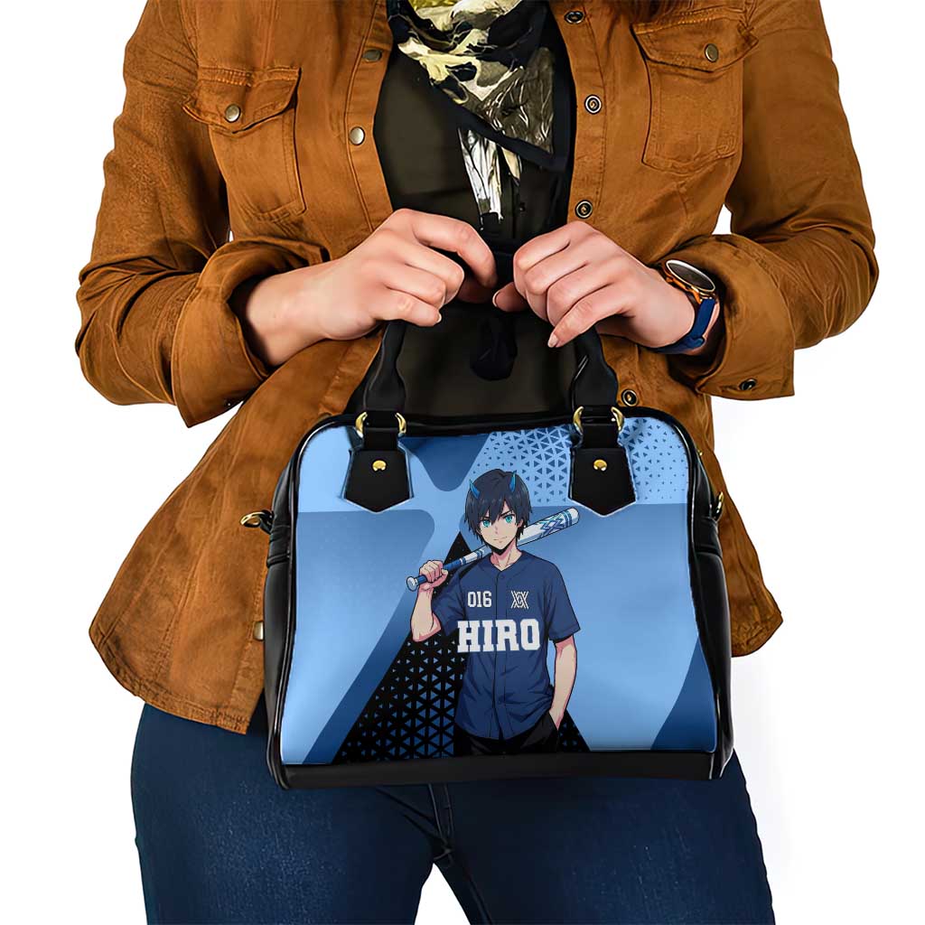 Hiro Shoulder Handbag Geometric Blue Baseball Anime Style