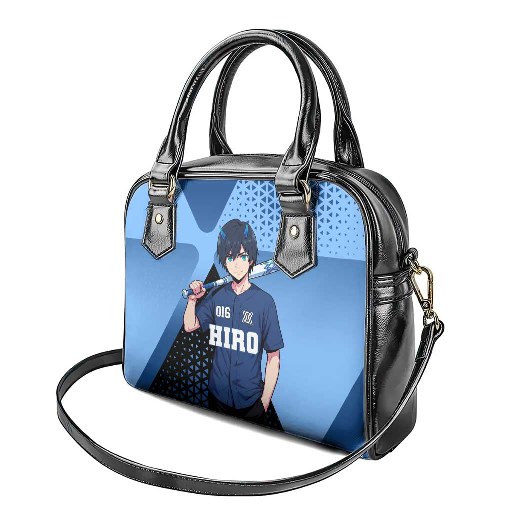 Hiro Shoulder Handbag Geometric Blue Baseball Anime Style
