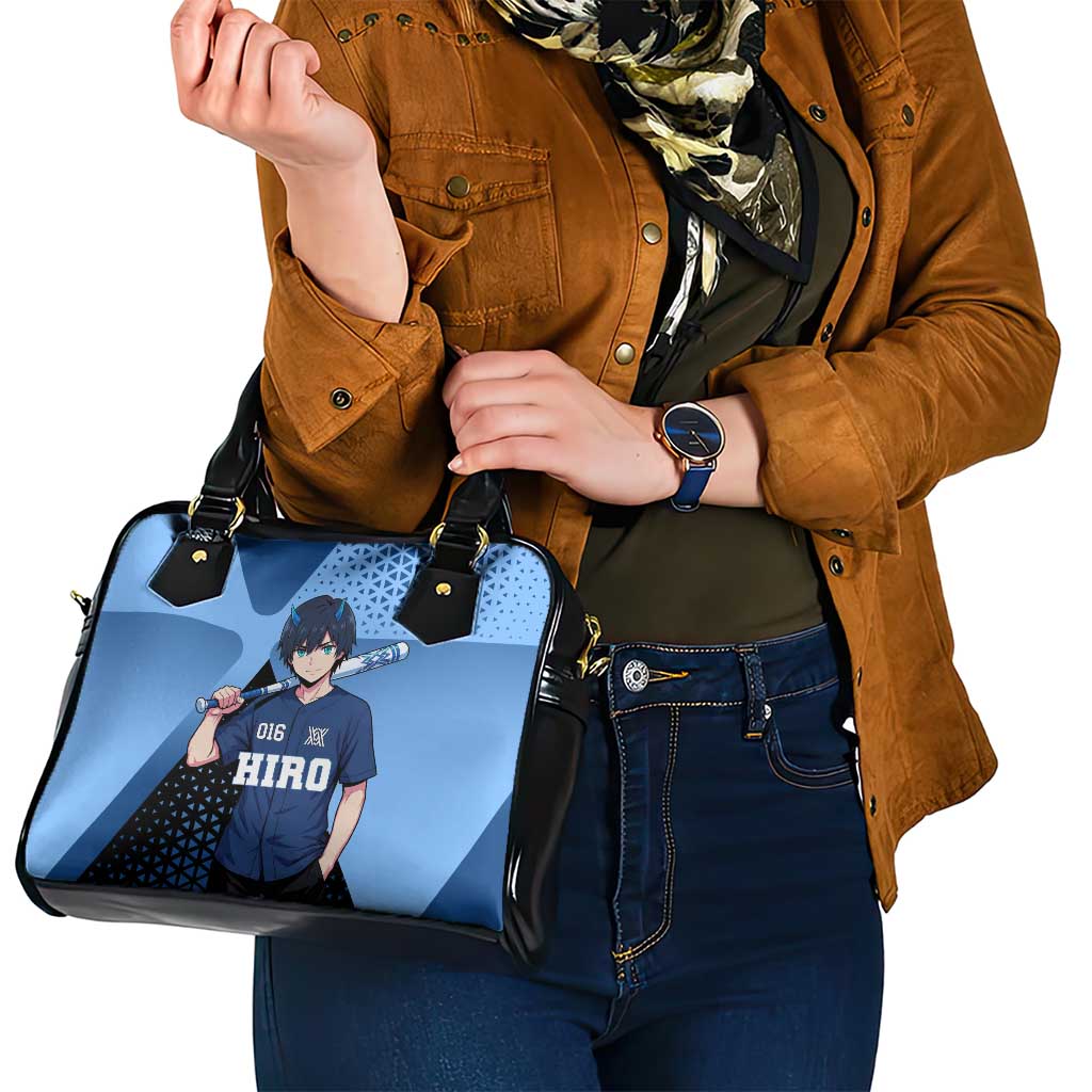 Hiro Shoulder Handbag Geometric Blue Baseball Anime Style