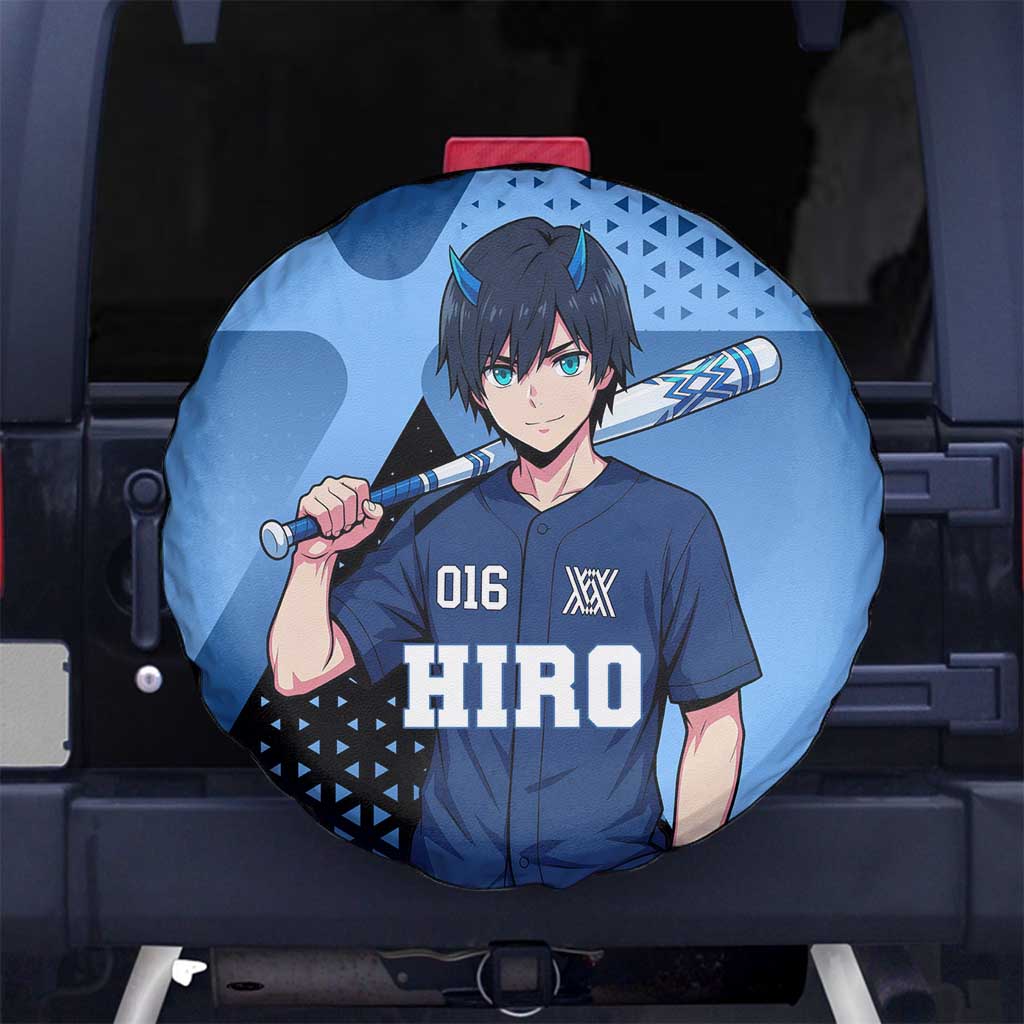 Hiro Spare Tire Cover Geometric Blue Baseball Anime Style
