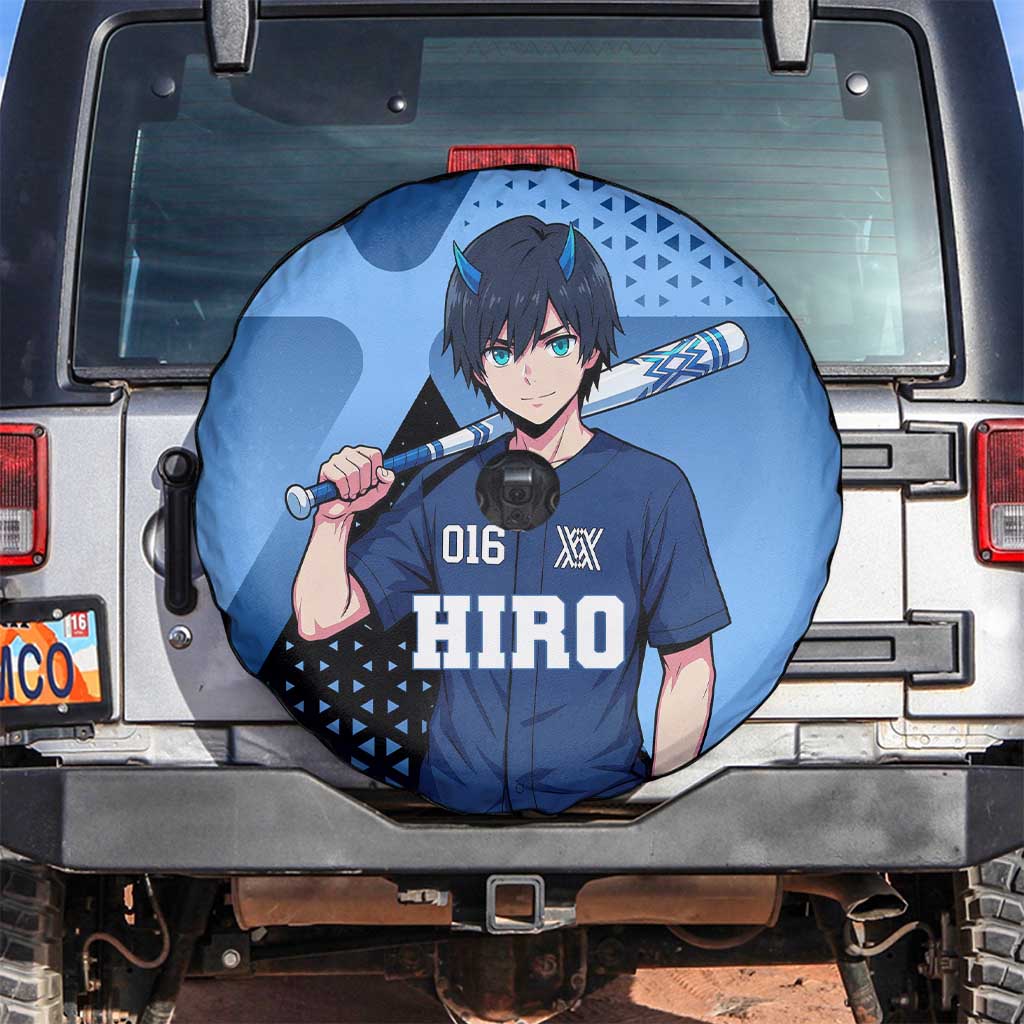 Hiro Spare Tire Cover Geometric Blue Baseball Anime Style