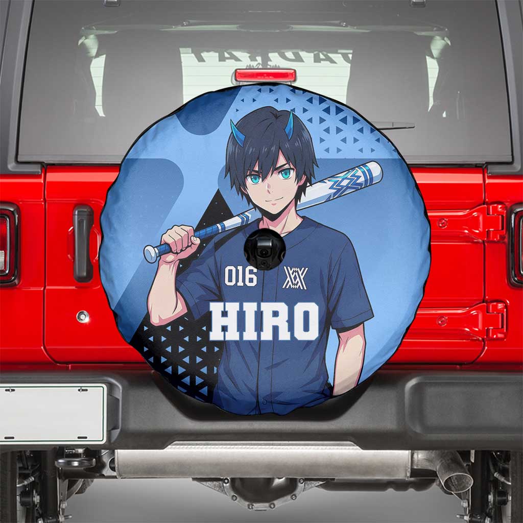 Hiro Spare Tire Cover Geometric Blue Baseball Anime Style