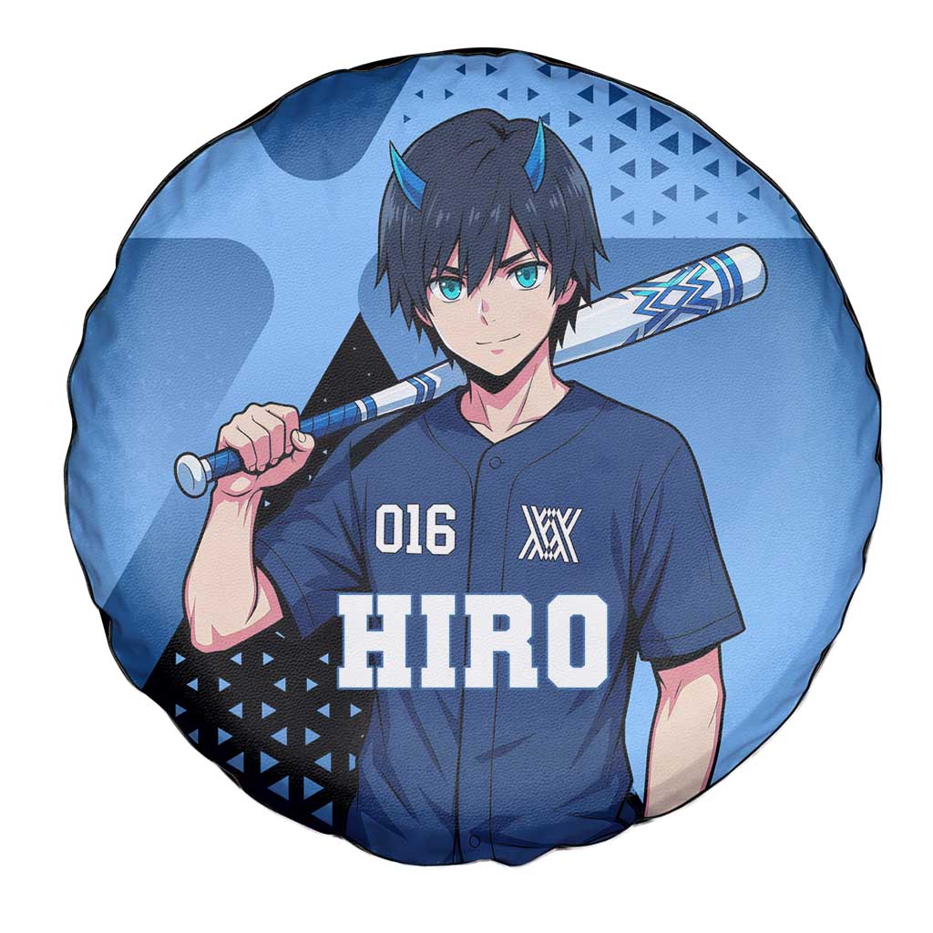 Hiro Spare Tire Cover Geometric Blue Baseball Anime Style
