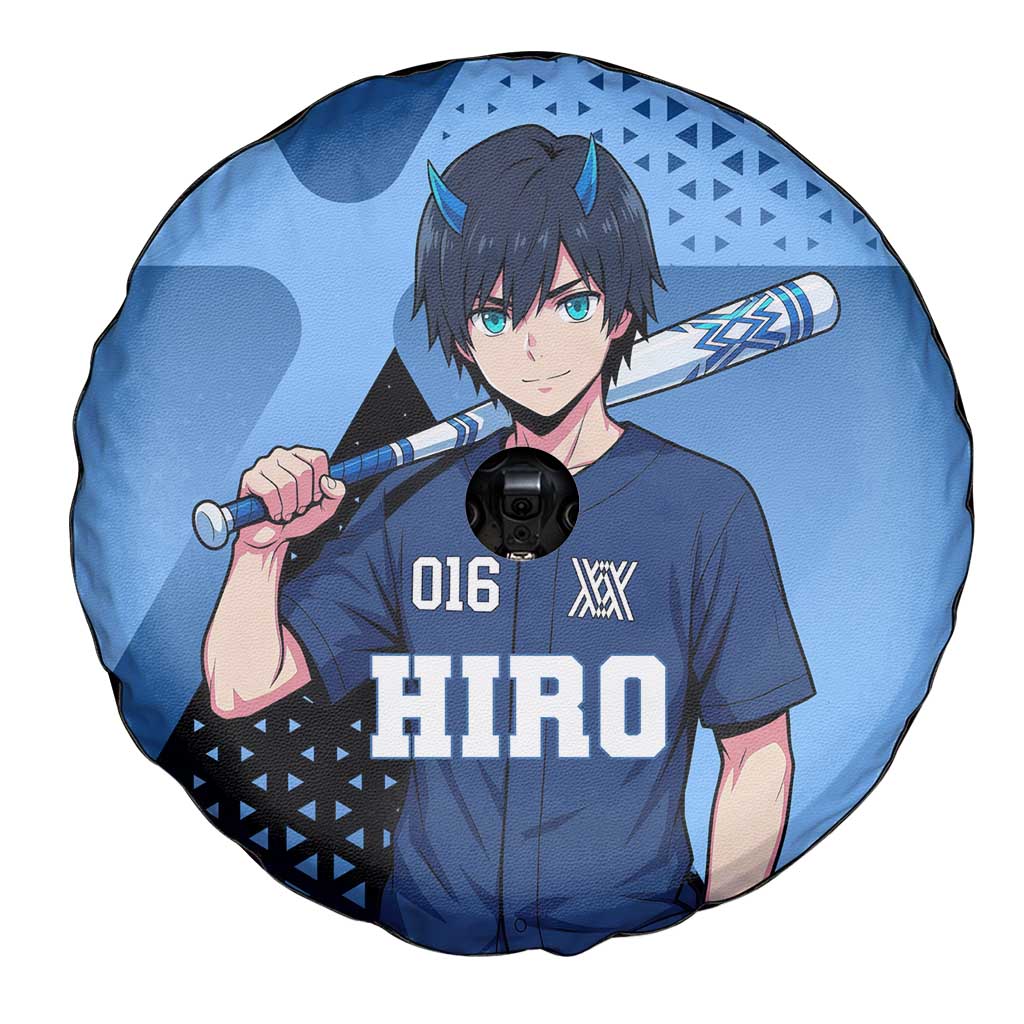 Hiro Spare Tire Cover Geometric Blue Baseball Anime Style