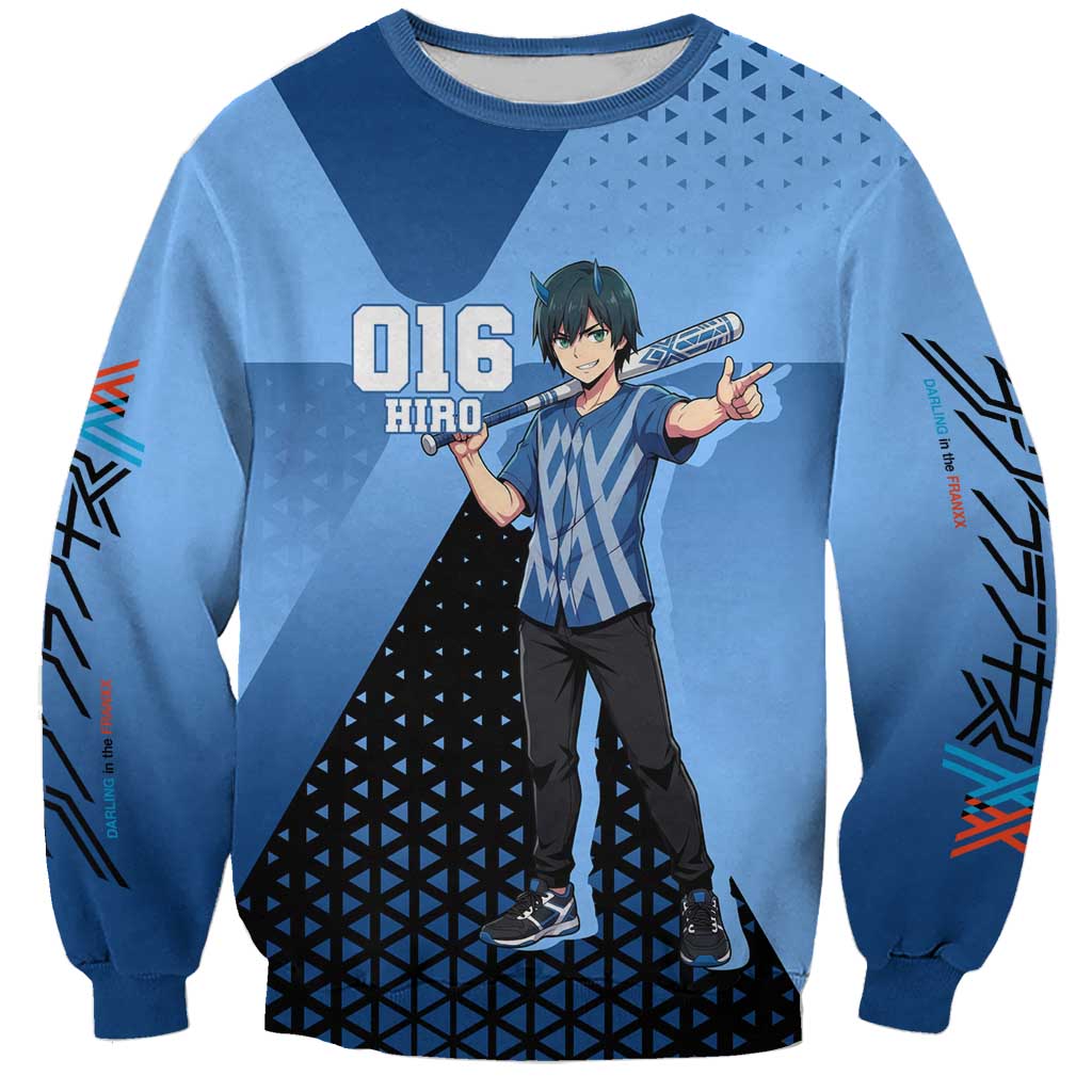 Hiro Sweatshirt Geometric Blue Baseball Anime Style