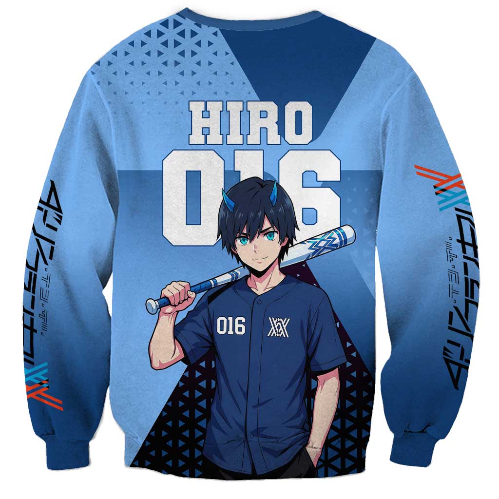 Hiro Sweatshirt Geometric Blue Baseball Anime Style