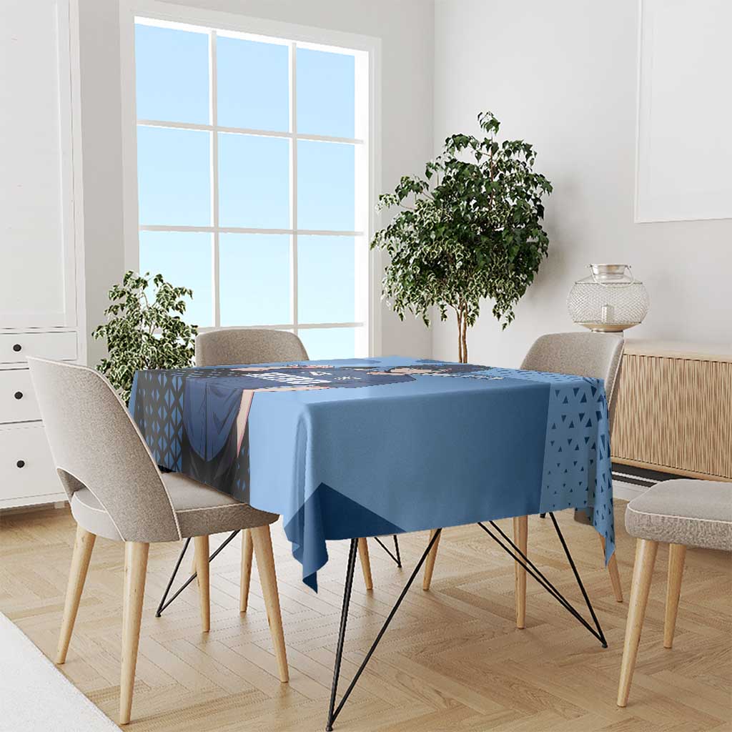 Hiro Tablecloth Geometric Blue Baseball Anime Style