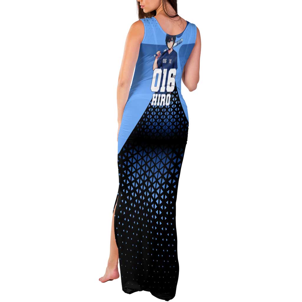 Hiro Tank Maxi Dress Geometric Blue Baseball Anime Style