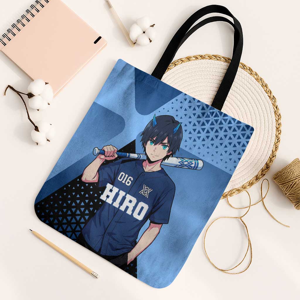 Hiro Tote Bag Geometric Blue Baseball Anime Style
