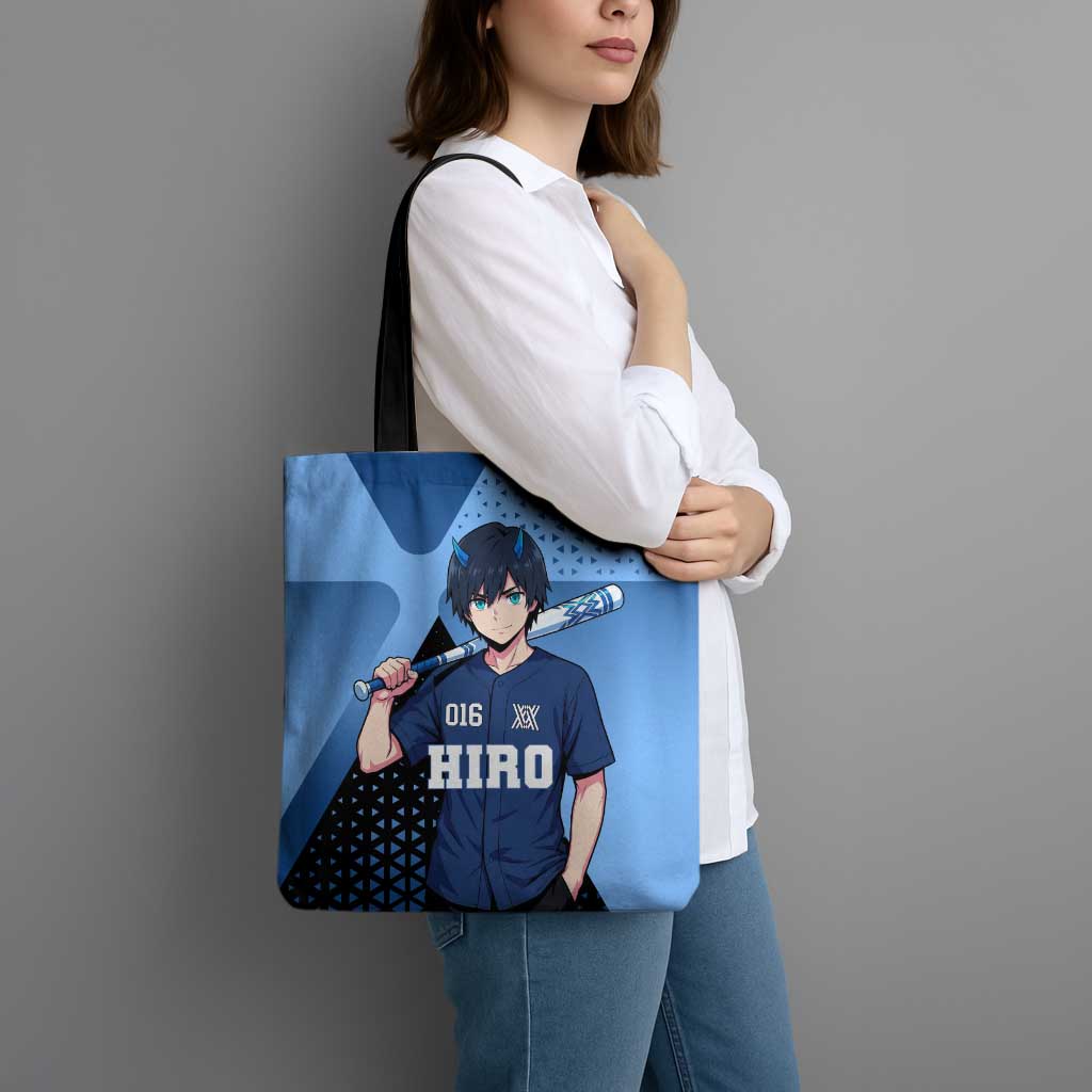 Hiro Tote Bag Geometric Blue Baseball Anime Style