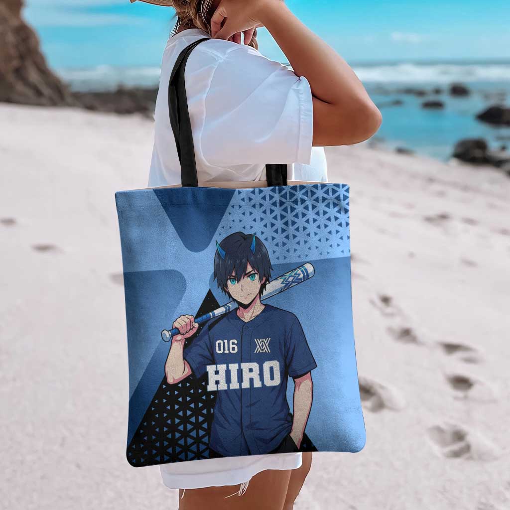 Hiro Tote Bag Geometric Blue Baseball Anime Style