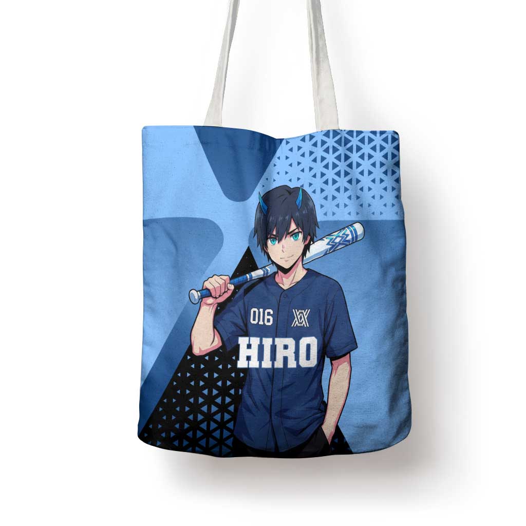 Hiro Tote Bag Geometric Blue Baseball Anime Style