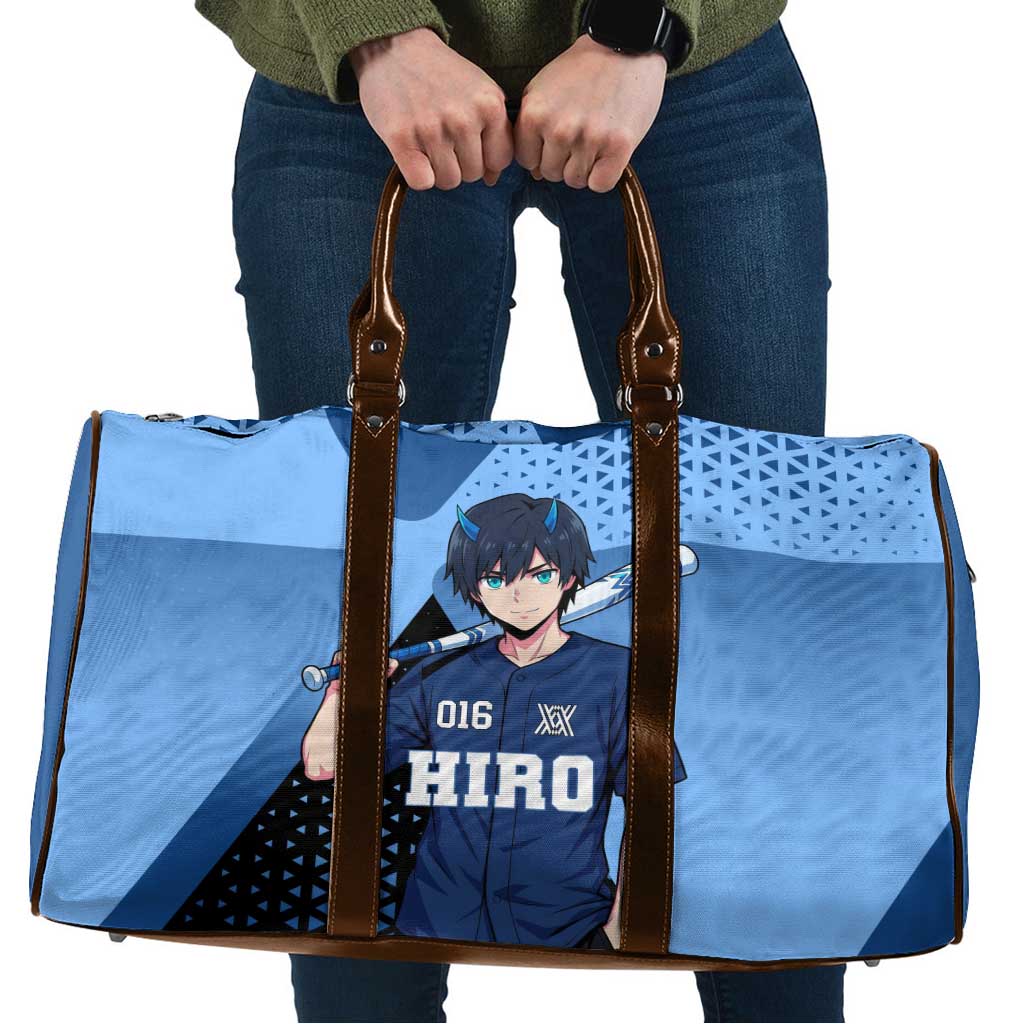 Hiro Travel Bag Geometric Blue Baseball Anime Style