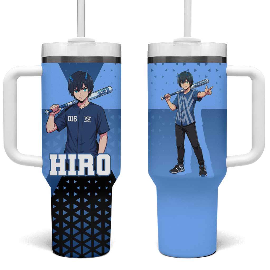 Hiro Tumbler With Handle Geometric Blue Baseball Anime Style