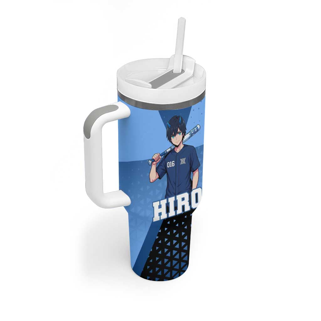 Hiro Tumbler With Handle Geometric Blue Baseball Anime Style