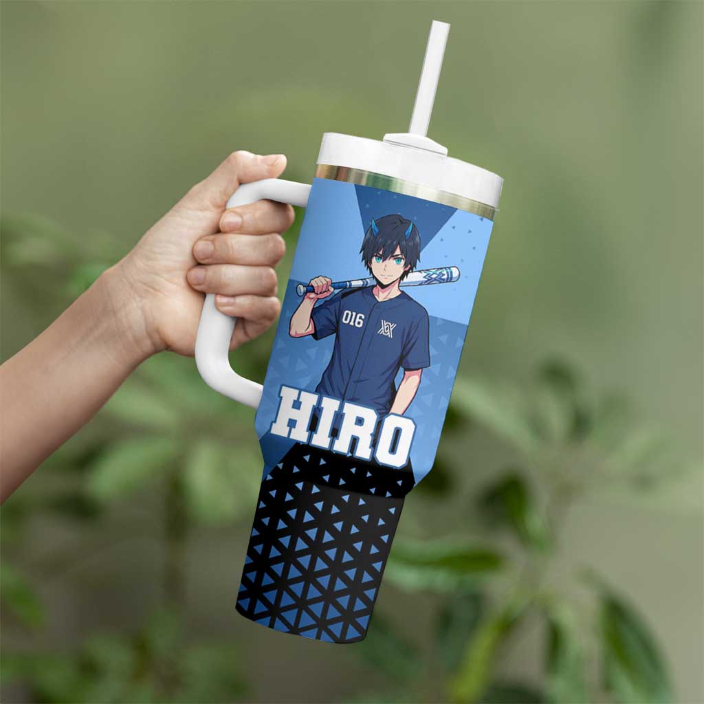 Hiro Tumbler With Handle Geometric Blue Baseball Anime Style
