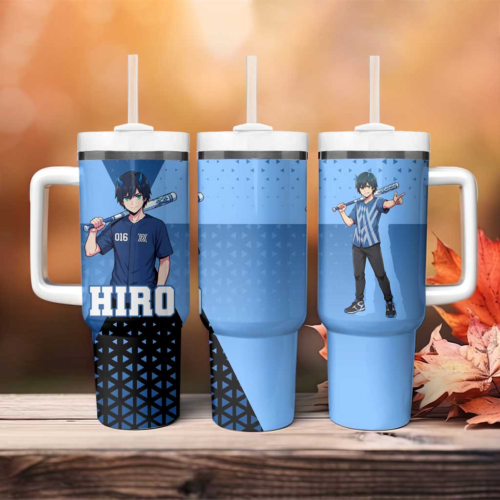 Hiro Tumbler With Handle Geometric Blue Baseball Anime Style