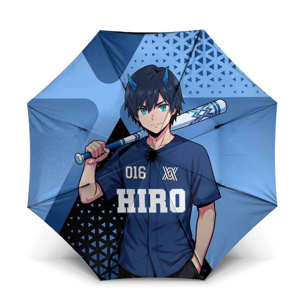 Hiro Umbrella Geometric Blue Baseball Anime Style