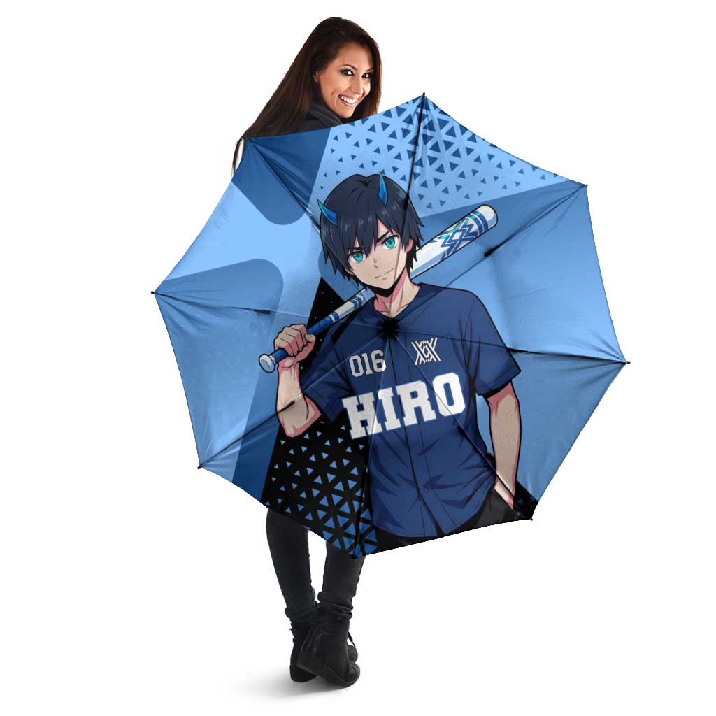 Hiro Umbrella Geometric Blue Baseball Anime Style