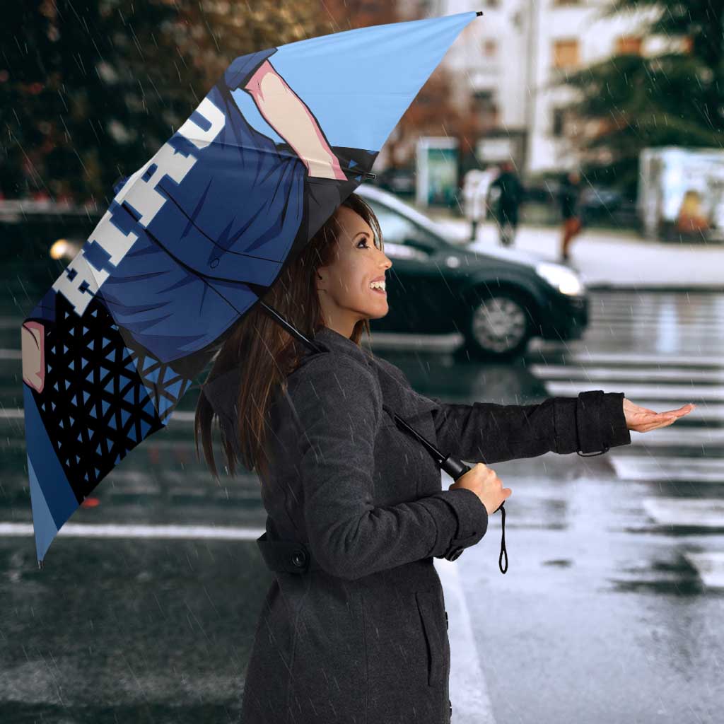 Hiro Umbrella Geometric Blue Baseball Anime Style