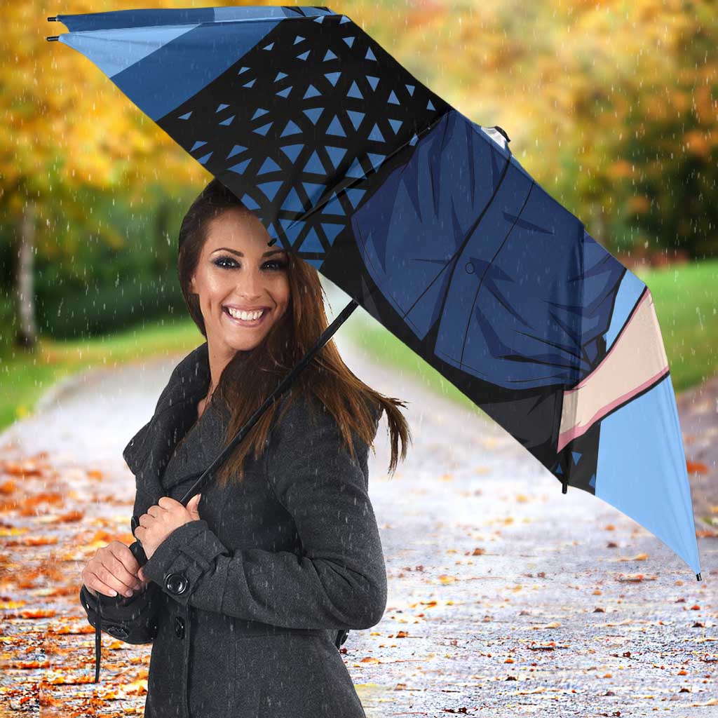 Hiro Umbrella Geometric Blue Baseball Anime Style