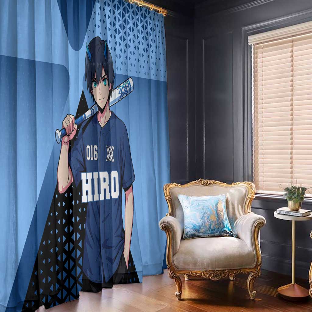 Hiro Window Curtain Geometric Blue Baseball Anime Style