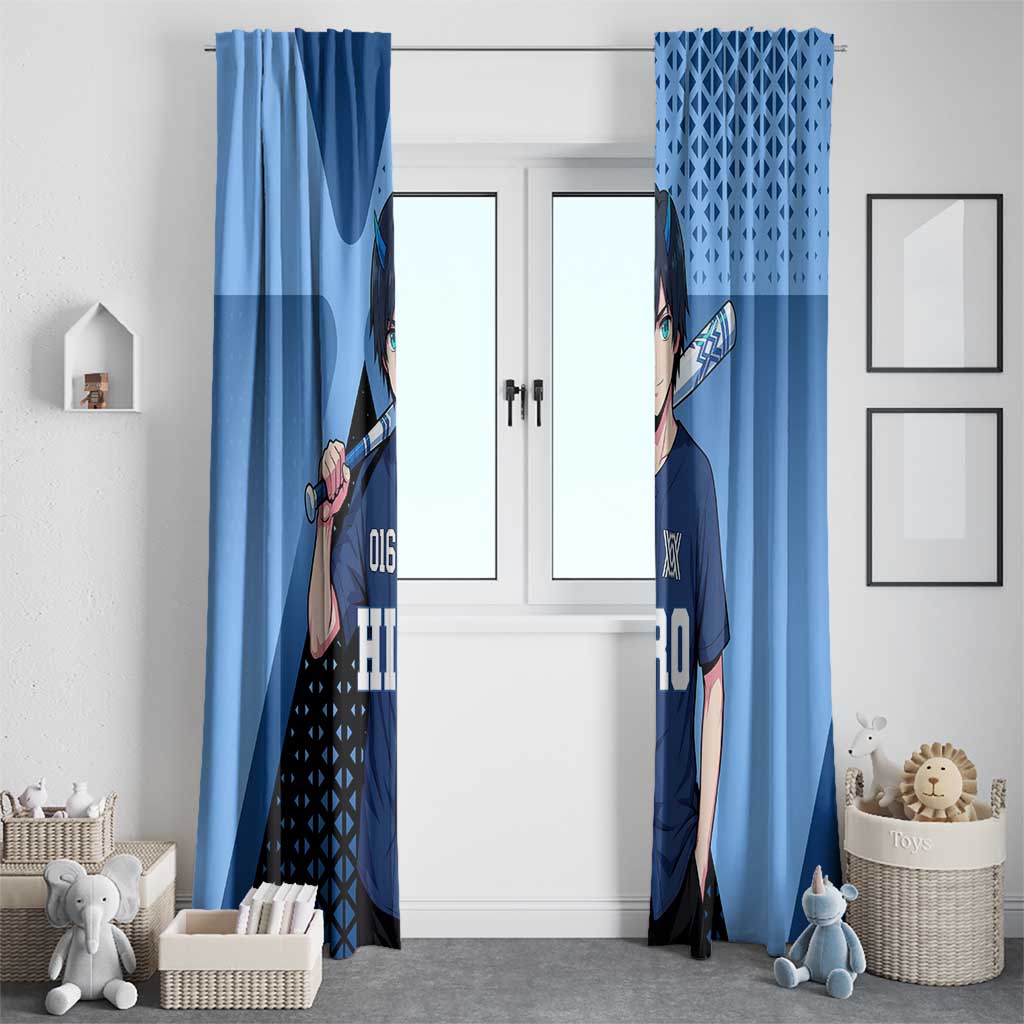 Hiro Window Curtain Geometric Blue Baseball Anime Style