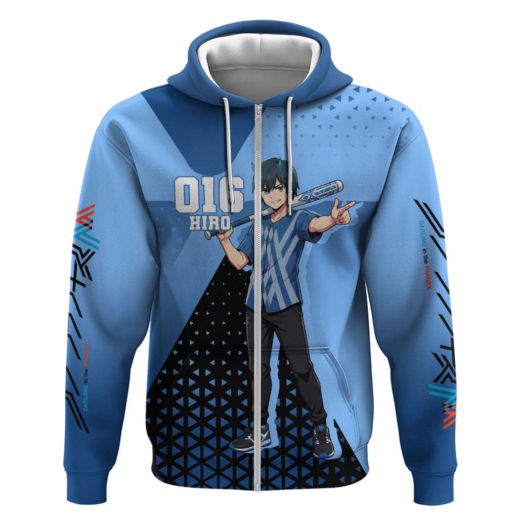 Hiro Zip Hoodie Geometric Blue Baseball Anime Style