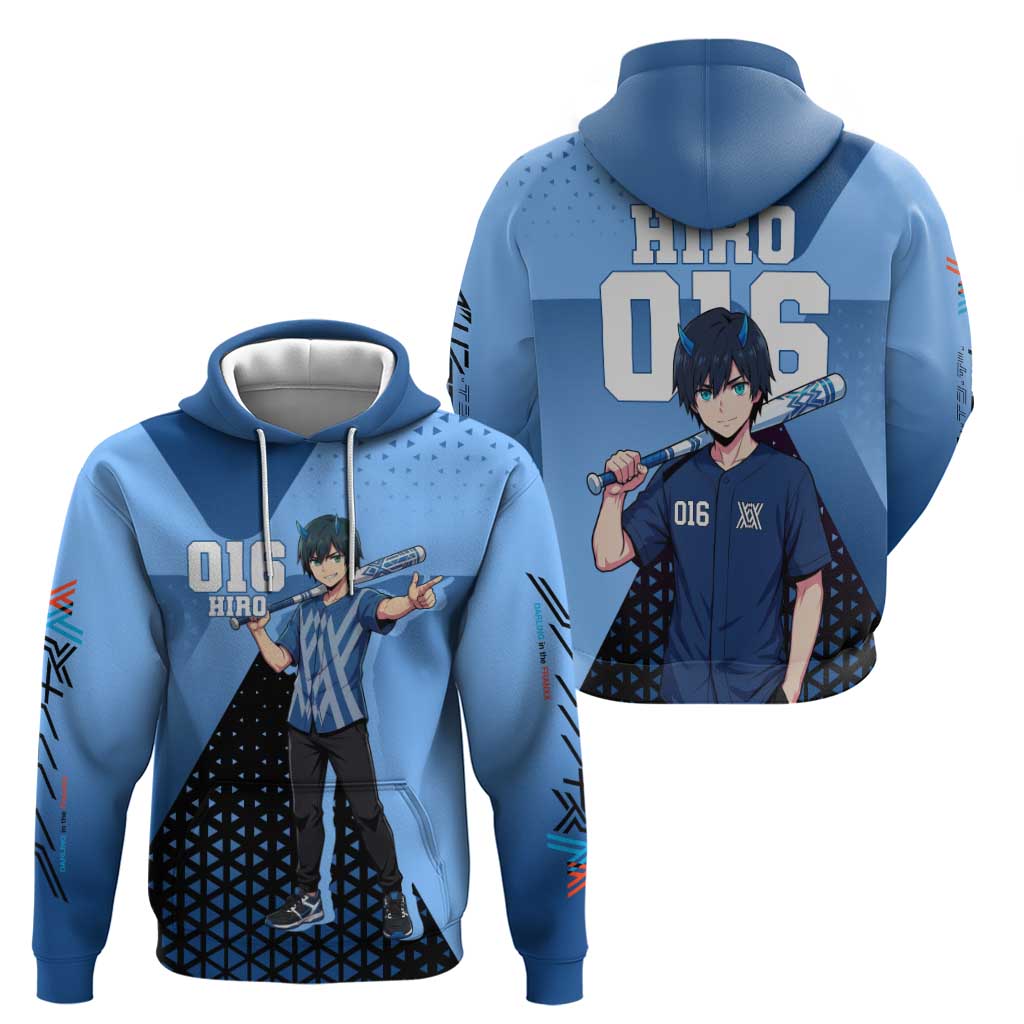 Hiro Zip Hoodie Geometric Blue Baseball Anime Style