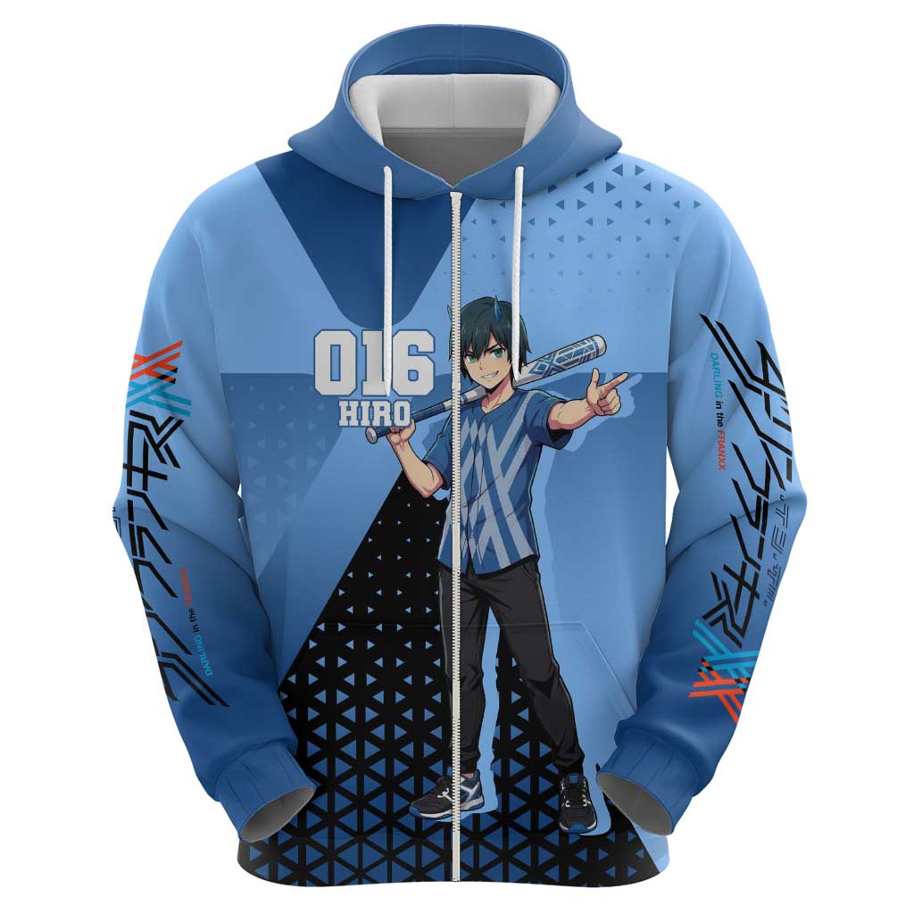 Hiro Zip Hoodie Geometric Blue Baseball Anime Style