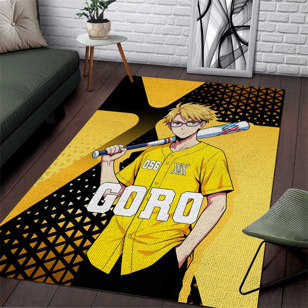 Goro Area Rug Yellow Black Baseball Anime Crossover