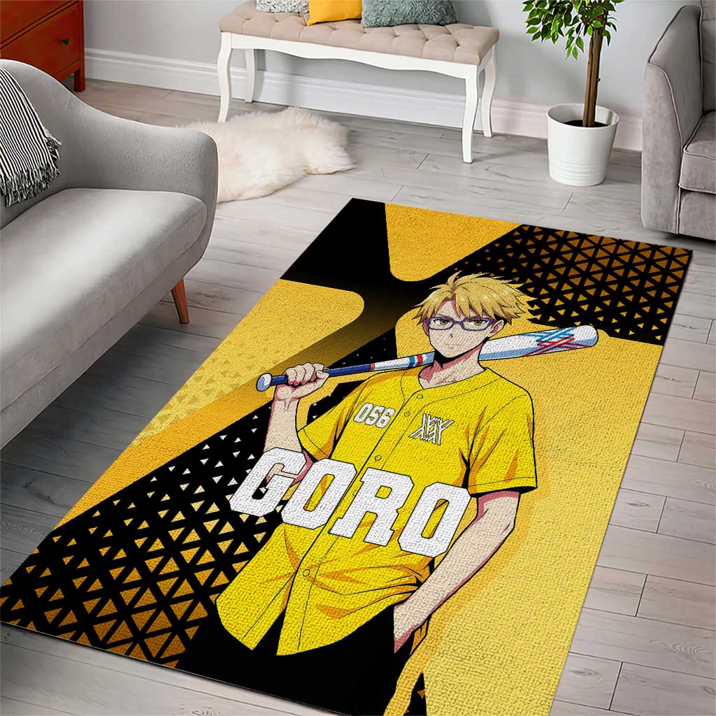 Goro Area Rug Yellow Black Baseball Anime Crossover