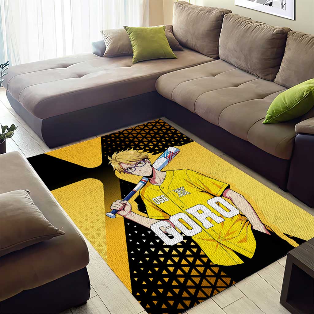 Goro Area Rug Yellow Black Baseball Anime Crossover