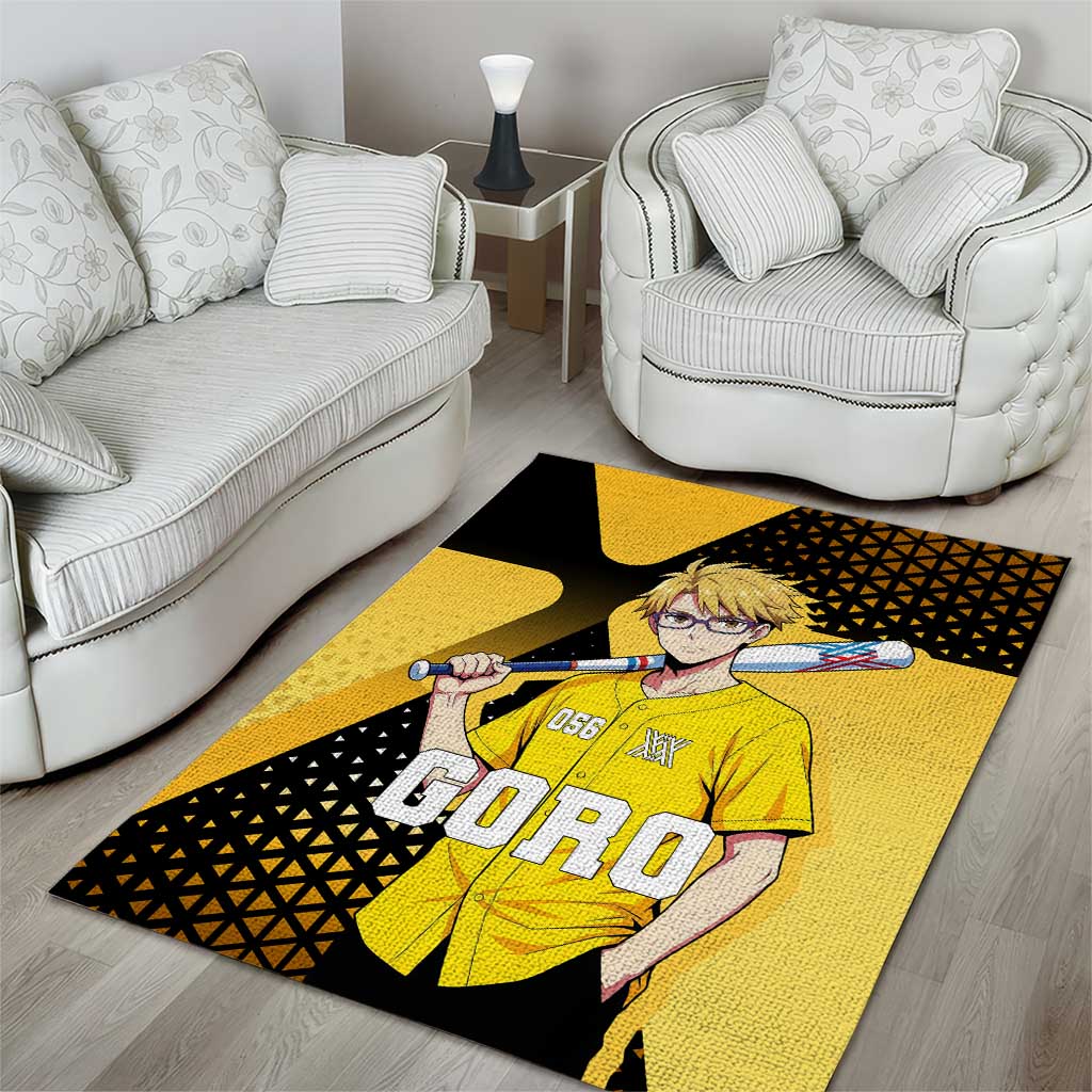 Goro Area Rug Yellow Black Baseball Anime Crossover