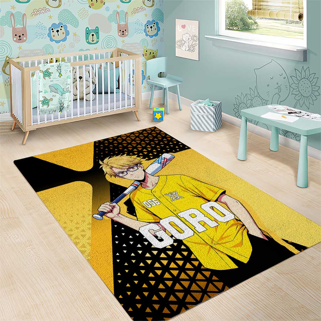 Goro Area Rug Yellow Black Baseball Anime Crossover