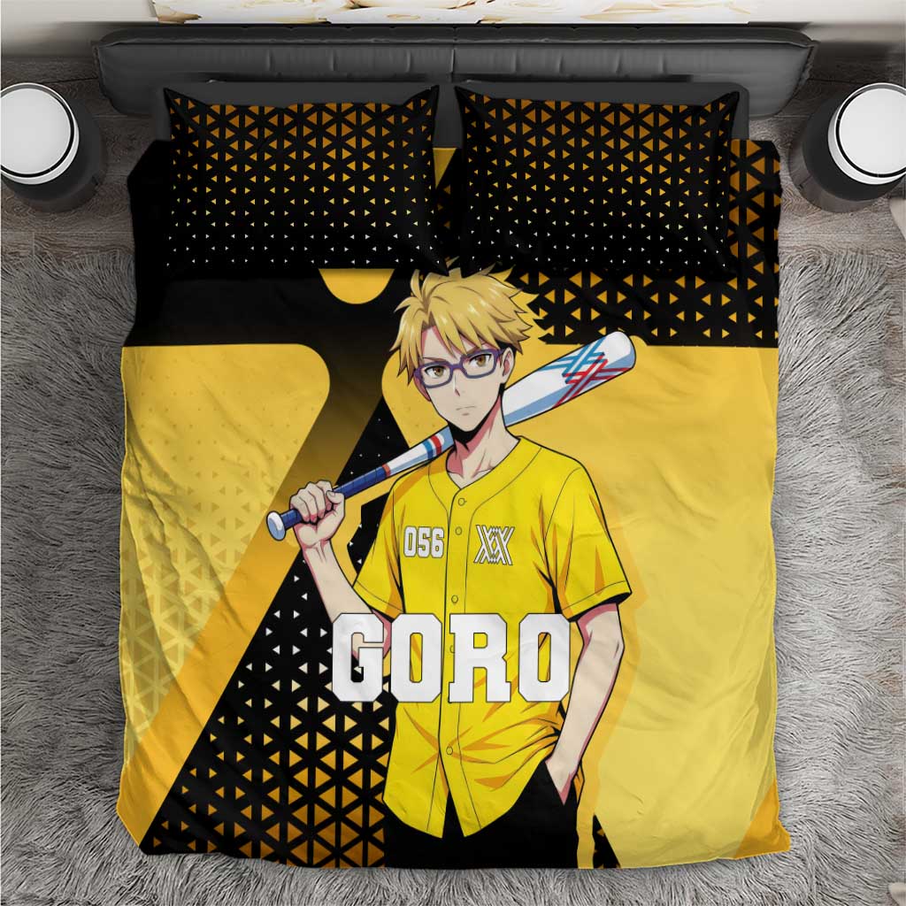 Goro Bedding Set Yellow Black Baseball Anime Crossover