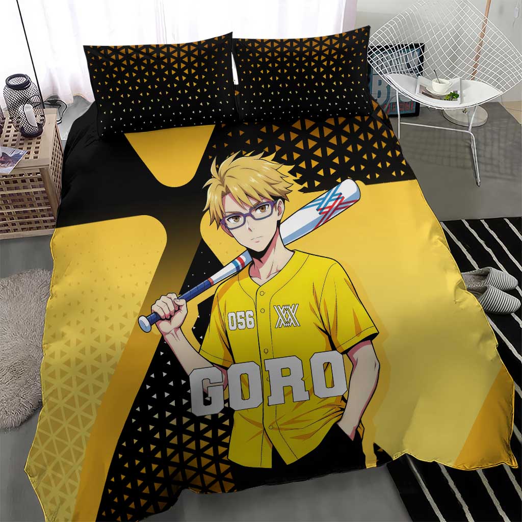 Goro Bedding Set Yellow Black Baseball Anime Crossover