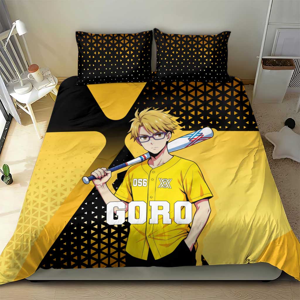 Goro Bedding Set Yellow Black Baseball Anime Crossover