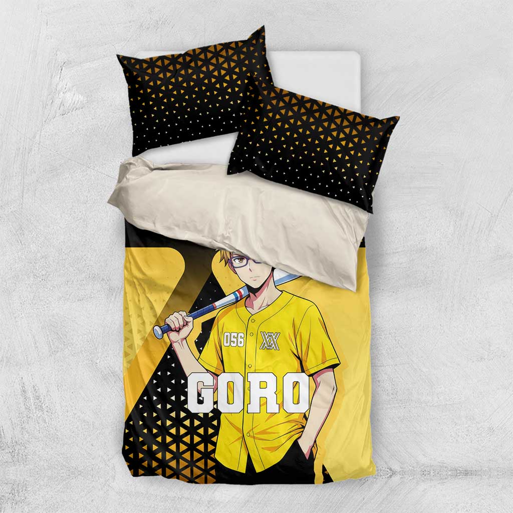 Goro Bedding Set Yellow Black Baseball Anime Crossover